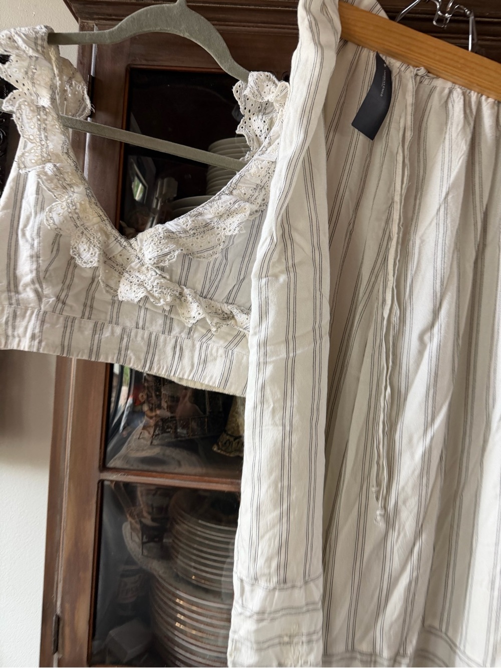 American Eagle Outfitters Cream Striped Lace-Trim Camisole & Skirt Set - Picture 2 of 7
